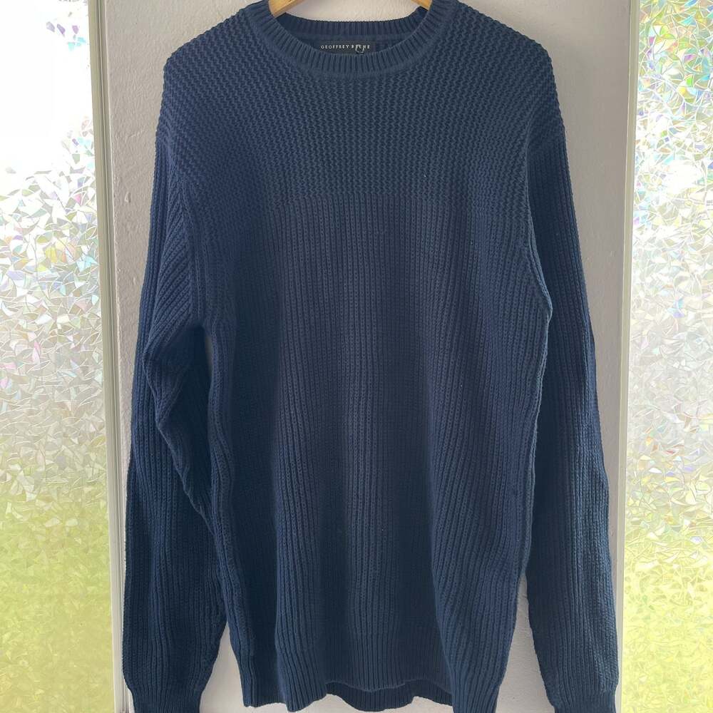 Geoffrey Beene Men's Navy Blue Pullover Knit Sweater